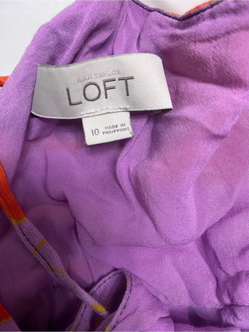 LOFT Full Bloom Cross-Back Floral Maxi Boho Dress Purple Orange Watercolor 10 - Picture 7 of 16